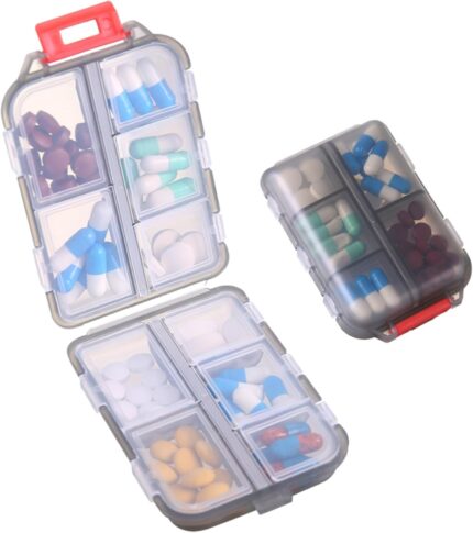 1Pack Travel Pill Organizer - 10 Compartments Pill Case, Compact and
