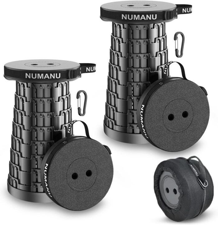 2-Pack 2025 Upgraded Collapsible Stool & Dual Carry Bag + Clips, Max