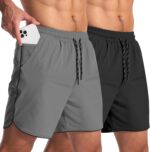 2 Pack 5" Workout Athletic Shorts Men Quick Dry Gym Shorts
