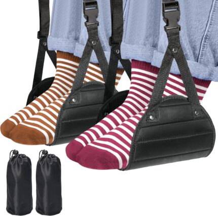 2-Pack Airplane Travel Footrest Hammock - Perfect Airplane Foot