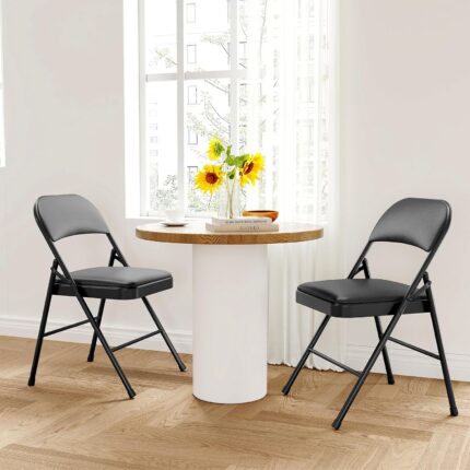 2 Pack Folding Chairs with Padded Cushions, Padded Foldable Chair Hold