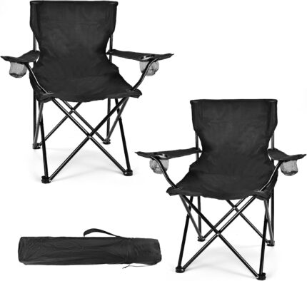 2 Pack Lightweight Camping Chairs for Adults & Teens, 250LBS Capacity