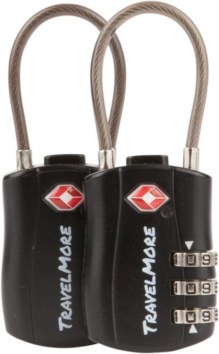2 Pack TSA Approved Travel Combination Cable Luggage Locks for