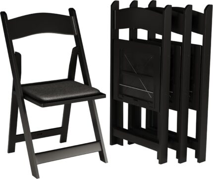 200 Black Resin Stackable Folding Chair - Comfortable Black Foldable