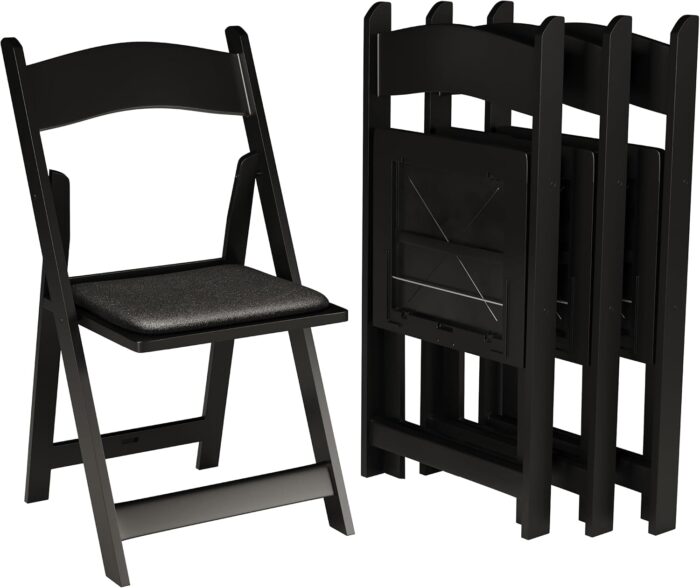 200 Black Resin Stackable Folding Chair - Comfortable Black Foldable