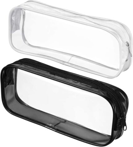 2pcs Clear Cases with Zipper, Multi-use Travel Makeup Brush Bags