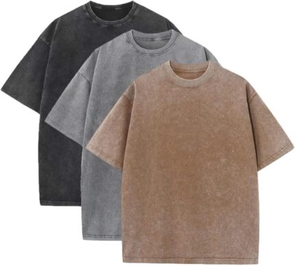 3 Pcs Men's Oversized Heavy Cotton Summer T-Shirts Vintage