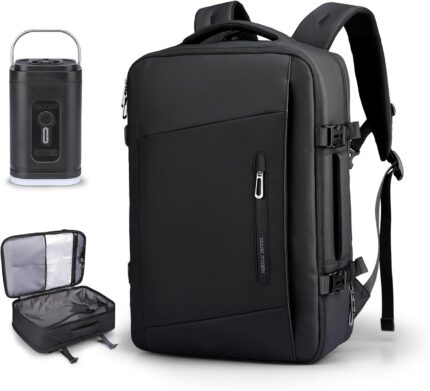35L Vacuum Compression Travel Backpack with Built-in Air Pump & Side