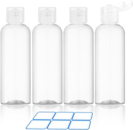 4 Pack 3.4 Oz (100ml) TSA Approved Travel Bottles for Toiletries, Leak