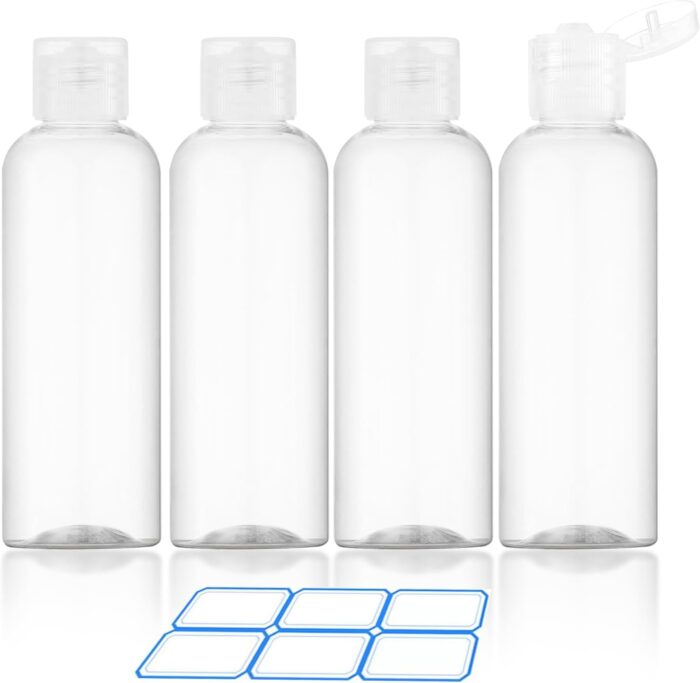 4 Pack 3.4 Oz (100ml) TSA Approved Travel Bottles for Toiletries, Leak