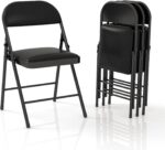 4 Pack Folding Chairs with Padded Cushion & Back, Padded Folding