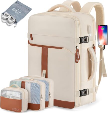 42L Travel Laptop Backpack, Expandable Carry-on Luggage, Anti-Theft