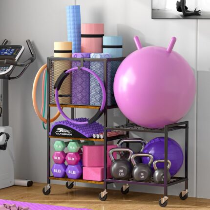 5 Tier Dumbbell Rack, Yoga Mat Storage Holder, Home Gym