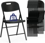 50 Pack Thicker 800 LBS Black Folding Chairs, Commercial Grade Folding