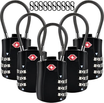 5pcs TSA Approved Luggage Locks with 10pcs Zipper Locks, Zinc Alloy