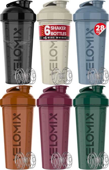 -6 PACK- Shaker Cups for Protein Shakes 28 oz - 6x Wire