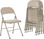 6 Pack Brown Foldable Chairs with PU Padded Seats,Portable Stackable
