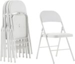 6 Pack White Foldable Chairs with PU Padded Seats,Portable Stackable