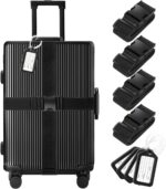 8 Pack Luggage Straps and Tags Set (4 Straps, 4 Tags), Luggage Straps