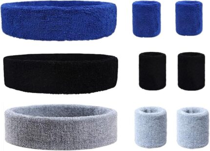 9 Pieces Sweatbands Set, Includes 3 Pieces Sports Headband