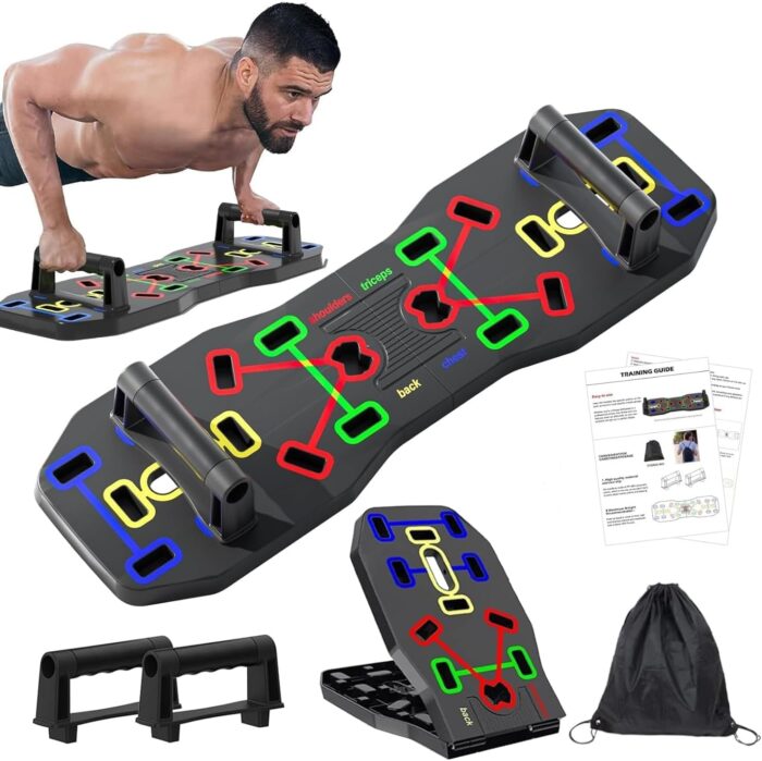 AERLANG Push Up Board, Foldable 10 in 1 Push Up Bar with