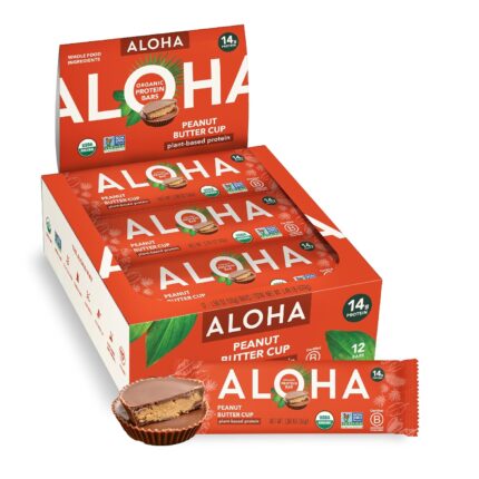 ALOHA Organic Plant Based Protein Bars - Peanut Butter Cup Bar - 12