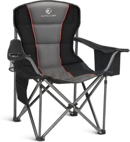ALPHA CAMP Oversized Camping Folding Chair Heavy Duty Lawn Chair with
