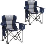 ALPHA CAMP Oversized Camping Folding Chair Heavy Duty with Cooler Bag