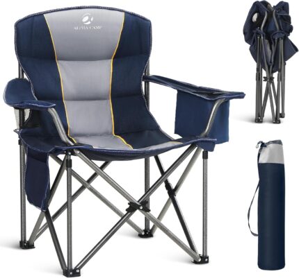 ALPHA CAMP Oversized Folding Camping Chair, Heavy Duty Portable Lawn