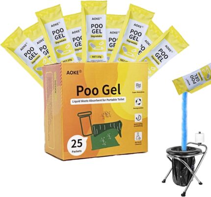 AOKE Portable Toilet Absorbent Gel Powder - Lemon 25 Pack Poo