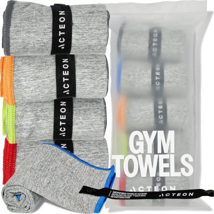 Acteon Microfiber Quick Dry Gym Towel, Silver ION Odor-Free