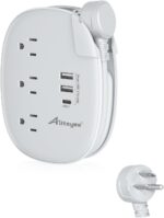Alitayee USB C Portable Travel Power Strip with 3 Outlets 3 USB Ports