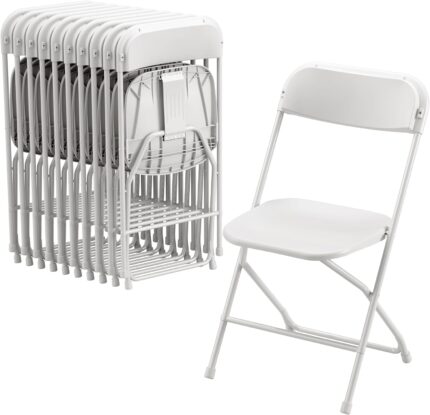 Allpop 10 Pack Plastic Folding Chair, 300lb Capacity, Portable