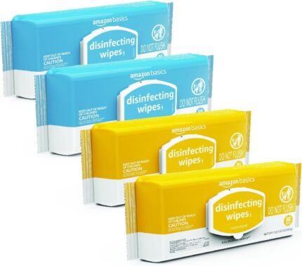 Amazon Basics Disinfecting Wipes, Lemon & Fresh Air Scent,