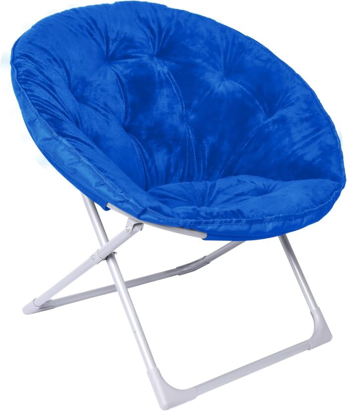 Amazon Basics Faux Fur Saucer Shaped Chair with Foldable Metal Frame,