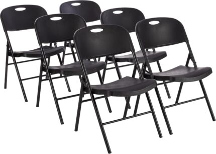 Amazon Basics Foldable Plastic Chair with 350-Pound Capacity - Black,