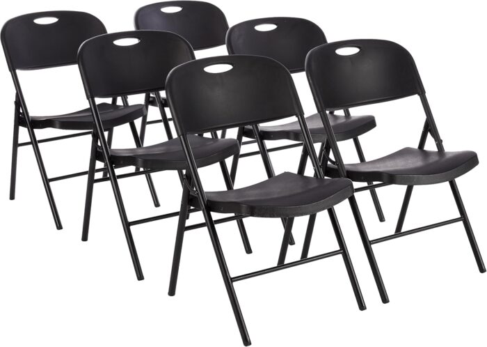 Amazon Basics Foldable Plastic Chair with 350-Pound Capacity - Black,