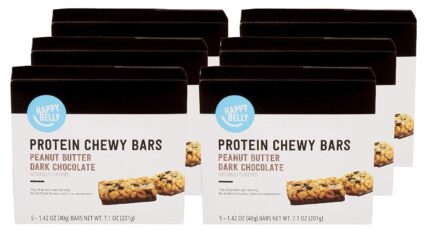 Amazon Brand - Happy Belly Protein Chewy Bars, Peanut Butter & Dark