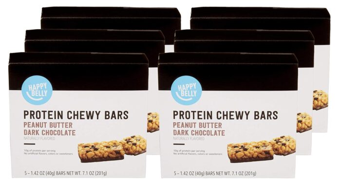 Amazon Brand - Happy Belly Protein Chewy Bars, Peanut Butter & Dark