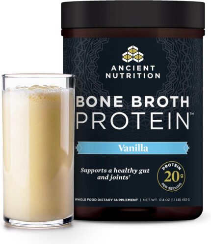 Ancient Nutrition Grass Fed & Cage Free Bone Broth Protein Powder, 20g