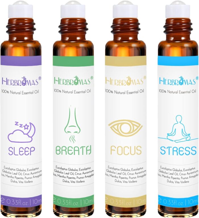 Aromatherapy Oils Roller Set, Natural Pre-diluted Essential Oils Roll