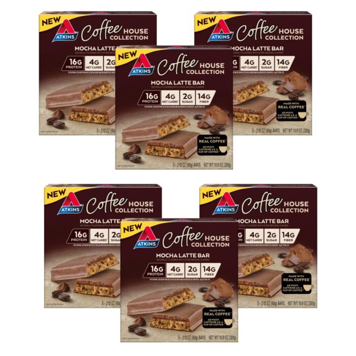 Atkins Coffee House Meal Bar, Mocha Latte, 16g Protein, 4g Net Carbs,