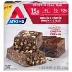 Atkins Double Fudge Brownie Protein Meal Bar, High Fiber, 15g Protein,