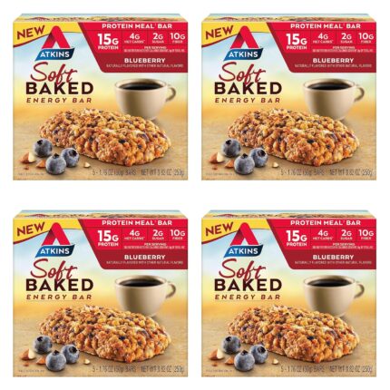 Atkins Soft Baked Energy Bars, Blueberry, 15g Protein,2g Sugar,