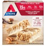 Atkins Vanilla Pecan Crisp Protein Meal Bar, High Fiber, 1g Sugar, 4g
