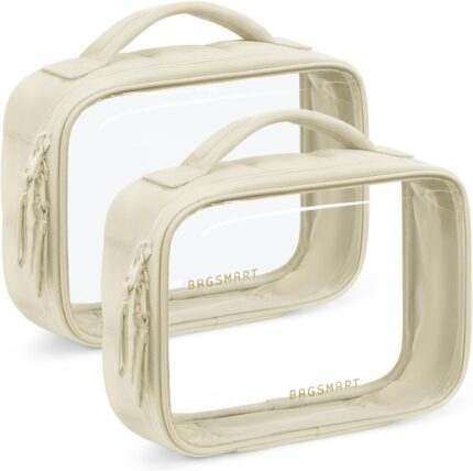BAGSMART 2 Pack Clear Toiletry Bag, Puffy Edges TSA-Approved Travel
