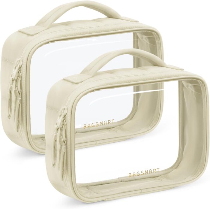 BAGSMART 2 Pack Clear Toiletry Bag, Puffy Edges TSA-Approved Travel