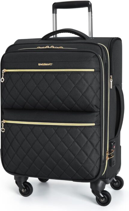BAGSMART Softside Expandable Luggage Airline Approved with Spinner