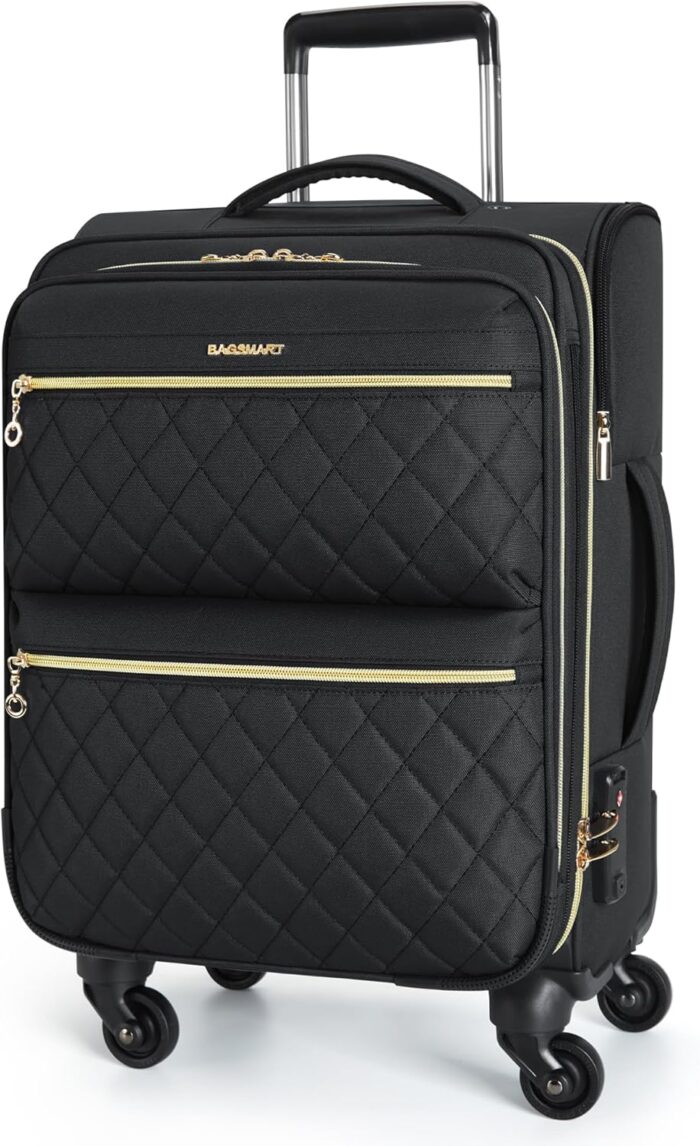 BAGSMART Softside Expandable Luggage Airline Approved with Spinner