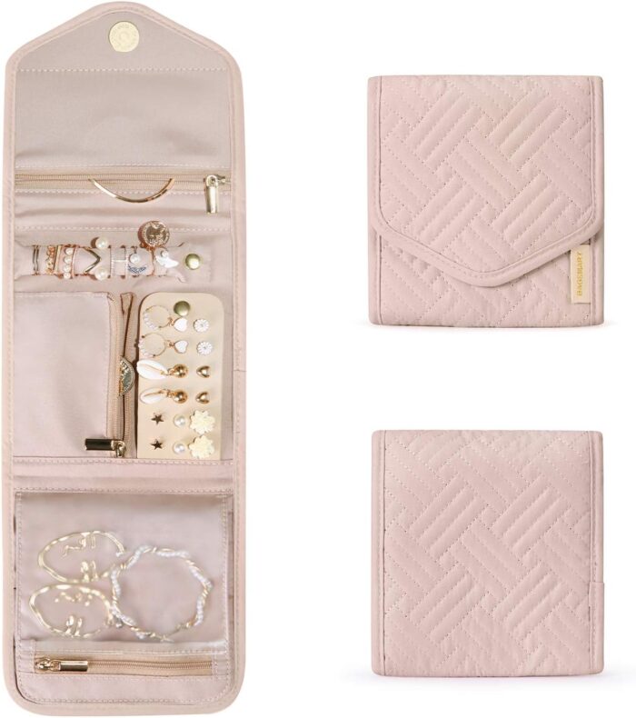 BAGSMART Travel Jewelry Organizer Case Foldable Jewelry Roll for